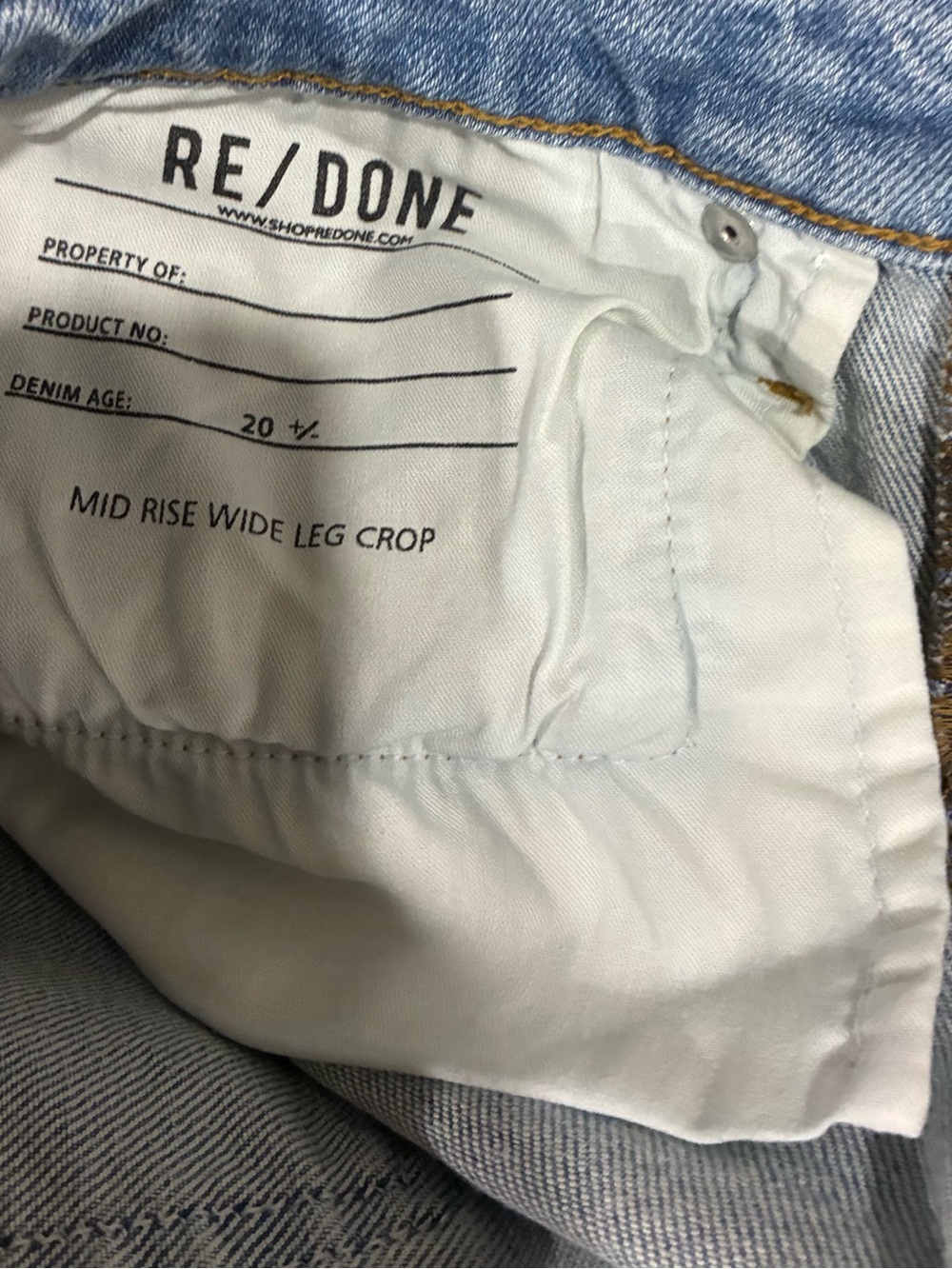 NWOT Re/Done Light Blue High-Rise Wide Leg Jeans with Frayed Hem - Picture 6 of 6